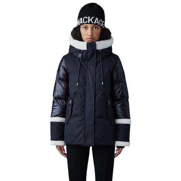 Mackage Cyrah Arctic Twill Down Parka Jacket Shearling Ski Winter Luxury XL - Picture 1 of 15